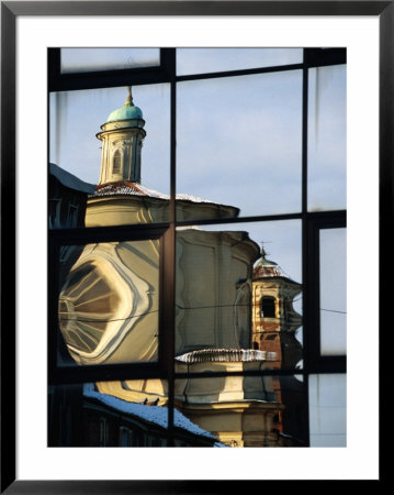 Reflection Of St. Caterina In Glass Building, Asti, Italy by Martin Moos Pricing Limited Edition Print image