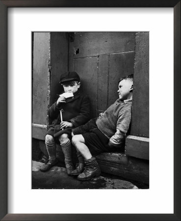 Two Boys Sitting On Doorstep by Nat Farbman Pricing Limited Edition Print image