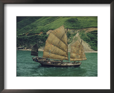 View Of A Chinese Fishing Junk On The Pearl River Enroute To Macao From Hong Kong by Joseph Baylor Roberts Pricing Limited Edition Print image