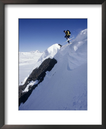 Downhill Skier Leaps In Air, Chugach Mts, Alaska by Flip Mccririck Pricing Limited Edition Print image