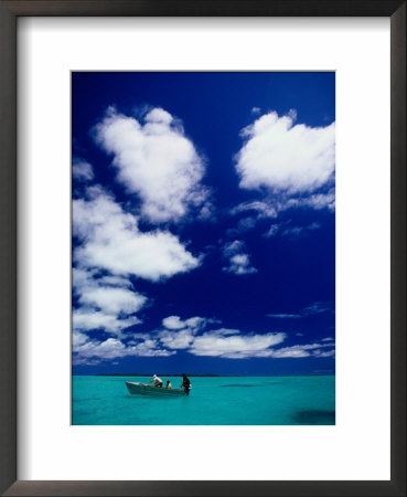 Tourists In Boat On Aitutaki Lagoon, Cook Islands, Pacific by Dallas Stribley Pricing Limited Edition Print image