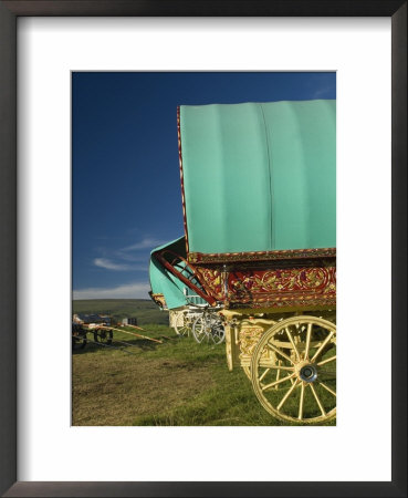 Horse Drawn Hooped Caravan, Appleby Annual Horse Fair, Eden Valley, Lake District, Cumbria, England by James Emmerson Pricing Limited Edition Print image