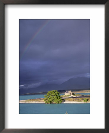 Rainbow And Storm Approaching, Christian Church Of The Good Shepherd, Lake Tekapo, Canterbury by Jeremy Bright Pricing Limited Edition Print image