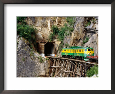 Yukon Railroad Train On Wooden Bridge, White Pass, Skagway, Alaska by Lee Foster Pricing Limited Edition Print image