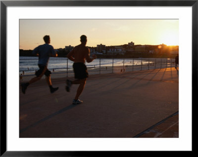 Joggers On Promenade At Bondi Beach Sydney, New South Wales, Australia by Glenn Beanland Pricing Limited Edition Print image