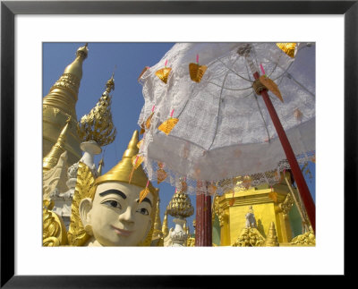 Mystical Figure, White Umbrella And Golden Stupas, Shwedagon Paya, Rangoon, Myanmar (Burma) by Eitan Simanor Pricing Limited Edition Print image