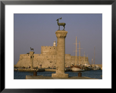 Antelopes On Columns At Entrance To Mandraki Harbour, Rhodes, Dodecanese Islands, Greece by David Beatty Pricing Limited Edition Print image