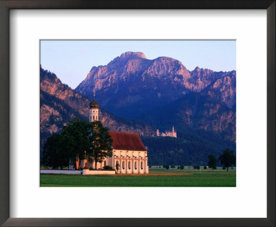 Church Of St. Coloman With Neuschwanstein Castle In Background, Schwangau, Bavaria, Germany by David Tomlinson Pricing Limited Edition Print image