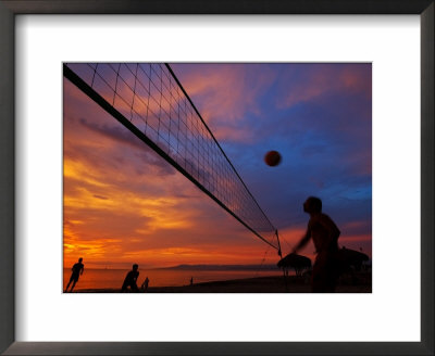 Sunset Volleyball On Playa De Los Muertos (Beach Of The Dead), Puerto Vallarta, Mexico by Anthony Plummer Pricing Limited Edition Print image