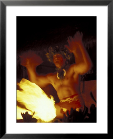 Fire Dancer Performs Traditional Luau, Big Island, Hawaii, Usa by John & Lisa Merrill Pricing Limited Edition Print image