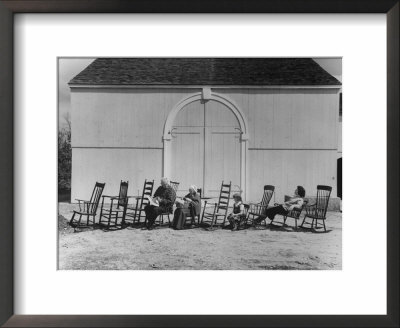 Antique Rocking Chairs Displayed At Old Sturbridge Village by Walter Sanders Pricing Limited Edition Print image