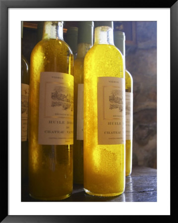 Bottles Of Olive Oil, Chateau Vannieres, La Cadiere D'azur, Bandol, Var, Cote D'azur, France by Per Karlsson Pricing Limited Edition Print image