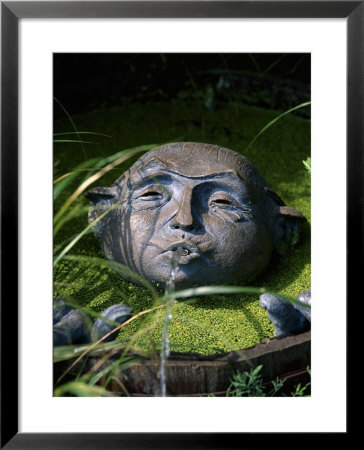 Sculpture Water Gargoyle By Dennis Fairweather Set In Half-Barrel by Juliet Greene Pricing Limited Edition Print image