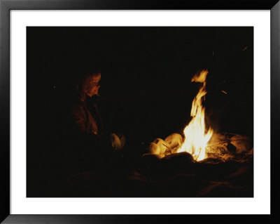 Woman At A Campfire At Night by Todd Gipstein Pricing Limited Edition Print image