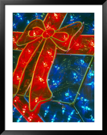 Gift Box Decoration Made Of Christmas Lights, Washington, Usa by William Sutton Pricing Limited Edition Print image