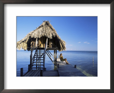 Tourist Hut For Rent, Ambergris Cay, Belize, Central America by Gavin Hellier Pricing Limited Edition Print image
