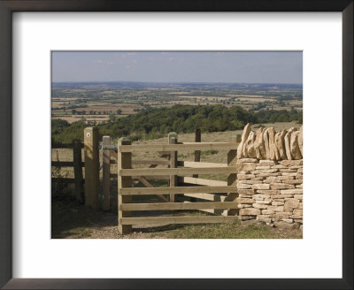 Refurbished Gate And Dry Stone Wall On The Cotswold Way Footpath, The Cotswolds, England by David Hughes Pricing Limited Edition Print image