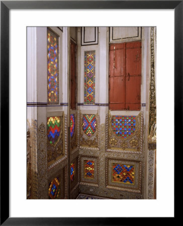 Original Old Stained Glass Windows And Raised Gilded Plasterwork, Mehrangarh Fort, Jodhpur, India by John Henry Claude Wilson Pricing Limited Edition Print image