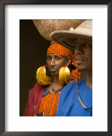 Portrait Of A Fulani Woman Wearing Traditional Gold Earrings, Mopti, Mali, West Africa, Africa by Gavin Hellier Pricing Limited Edition Print image