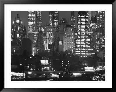 Night Panorama Of New York City Buildings by Andreas Feininger Pricing Limited Edition Print image