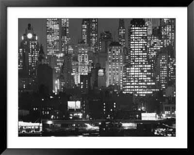 Night Panorama Of New York City Buildings by Andreas Feininger Pricing Limited Edition Print image