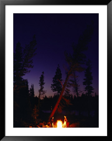 Campfire Lights Up A Tree And Campers At Cathedral Lake by Skip Brown Pricing Limited Edition Print image