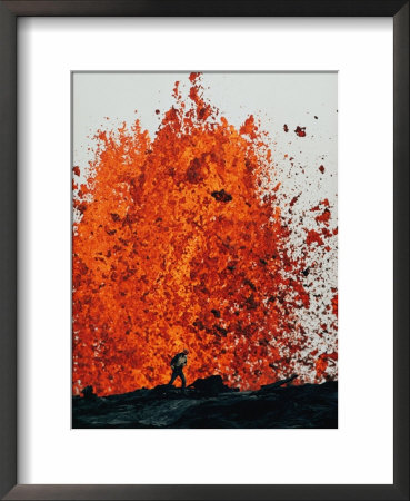 Geologist Approaches A Fountain Of Molten Rock, Mauna Ulu, Hawaii by Robert Madden Pricing Limited Edition Print image