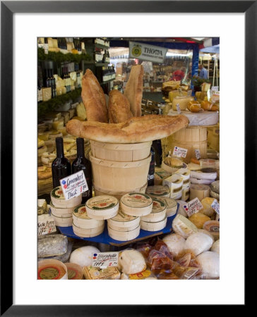 Cheese And Bread On Food Stall At Viktualienmarkt, Munich, Bavaria, Germany by Yadid Levy Pricing Limited Edition Print image