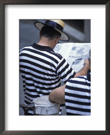 Gondolier Reading Newspaper, Venice, Veneto, Italy by Guy Thouvenin Pricing Limited Edition Print image