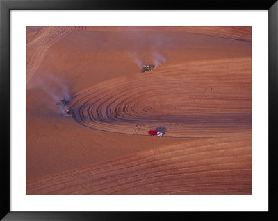 View Of Combines Harvesting Wheat, Palouse, Washington, Usa by Terry Eggers Pricing Limited Edition Print image