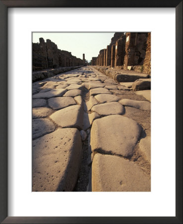 Close Up Of A Chariot Rut In Ancient Roman Streets In Pompeii, Italy by Richard Nowitz Pricing Limited Edition Print image