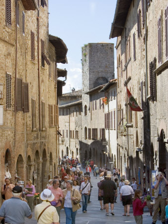 Visitors Explore Streets Of San Gimignano, Italy by Robert Eighmie Pricing Limited Edition Print image