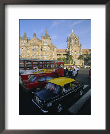 Traffic In Front Of The Station, Victoria Railway Terminus, Mumbai, Maharashtra State, India by Gavin Hellier Pricing Limited Edition Print image
