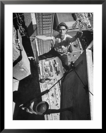 Workers On Side Of Building During Construction Of The Southland Center by A. Y. Owen Pricing Limited Edition Print image