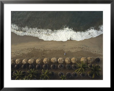 Mexico, Beach Scene Shot From Acapulco Bay, Cabanas In Foreground by Brimberg & Coulson Pricing Limited Edition Print image