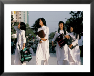 School Girls Facing Ho Chi Minh Statue, Ho Chi Minh City (Saigon), Vietnam, Indochina by Alain Evrard Pricing Limited Edition Print image