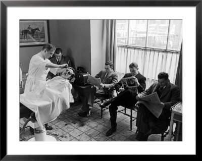 Hotel Northampton Barber Doing Business As Guests For Smith College Supper Dance Wait Their Turn by Alfred Eisenstaedt Pricing Limited Edition Print image