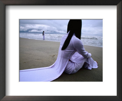 School Girls Watch Tropical Storm Approach Vietnam's Central Coast, Da Nang, Vietnam by Stu Smucker Pricing Limited Edition Print image