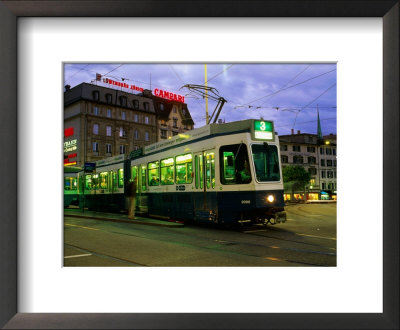 Stationary Tram On Central Sqaure At Dusk, Zurich, Switzerland by Glenn Van Der Knijff Pricing Limited Edition Print image