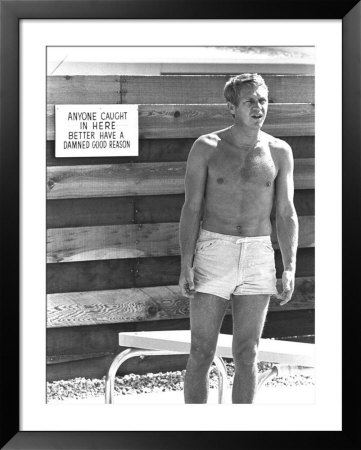 Actor Steve Mcqueen Standing Near Anyone Caught In Here Better Have A Damned Good Reason by John Dominis Pricing Limited Edition Print image