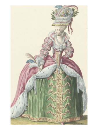 Costume Of A Lady-In-Waiting Used For The Balls Of The French Queen During The Reign Of Louis Xvi by Dupin Nicolas Pricing Limited Edition Print image