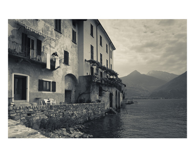 Lombardy, Lakes Region, Lake Como, Santa Maria Rezzonico, Lakeside Houses, Italy by Walter Bibikow Pricing Limited Edition Print image