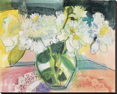 White Bouquet On Pink Table by Maret Hensick Pricing Limited Edition Print image