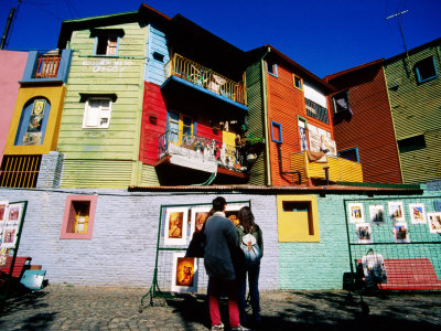 Street Market And Colourful Buildings, La Boca, Buenos Aires, Argentina by Tom Cockrem Pricing Limited Edition Print image