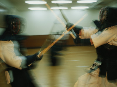 Demonstration Of A Style Of Kendo Called Budokan Haga Dojo by Michael S. Yamashita Pricing Limited Edition Print image