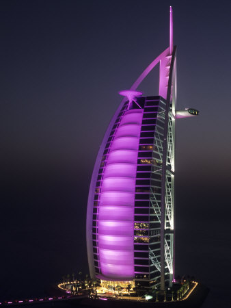 Burj Al Arab Hotel At Night, Dubai, United Arab Emirates by Holger Leue Pricing Limited Edition Print image