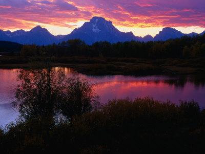 Sunset Over Snake River, Oxbow Bend, Grand Teton National Park, Usa by Carol Polich Pricing Limited Edition Print image
