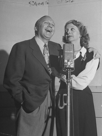 Comedian Jack Benny And Wife Mary Livingston Performing For His Radio Show by Bob Landry Pricing Limited Edition Print image
