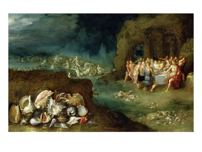 Still Life Of Shells With The Feast Of The Gods, C.1615 by Frans Francken The Younger Pricing Limited Edition Print image