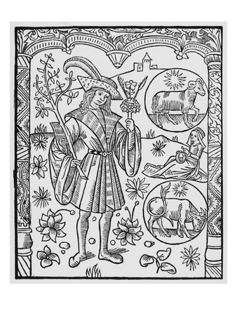 April, Flowers, Aries, Illustration From The 'Almanach Des Bergers', 1491 by Pierre Le Rouge Pricing Limited Edition Print image